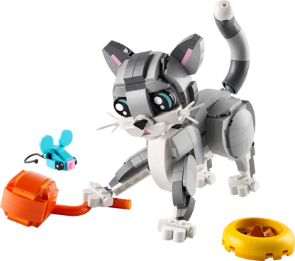 lego cat and mouse, lego cute cat, cat playing with mouse