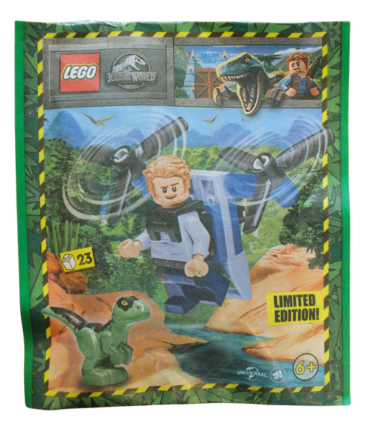 LEGO® Jurassic World Owen with Jet Pack & Raptor Paper Pack 122328 - Bits and Blocks