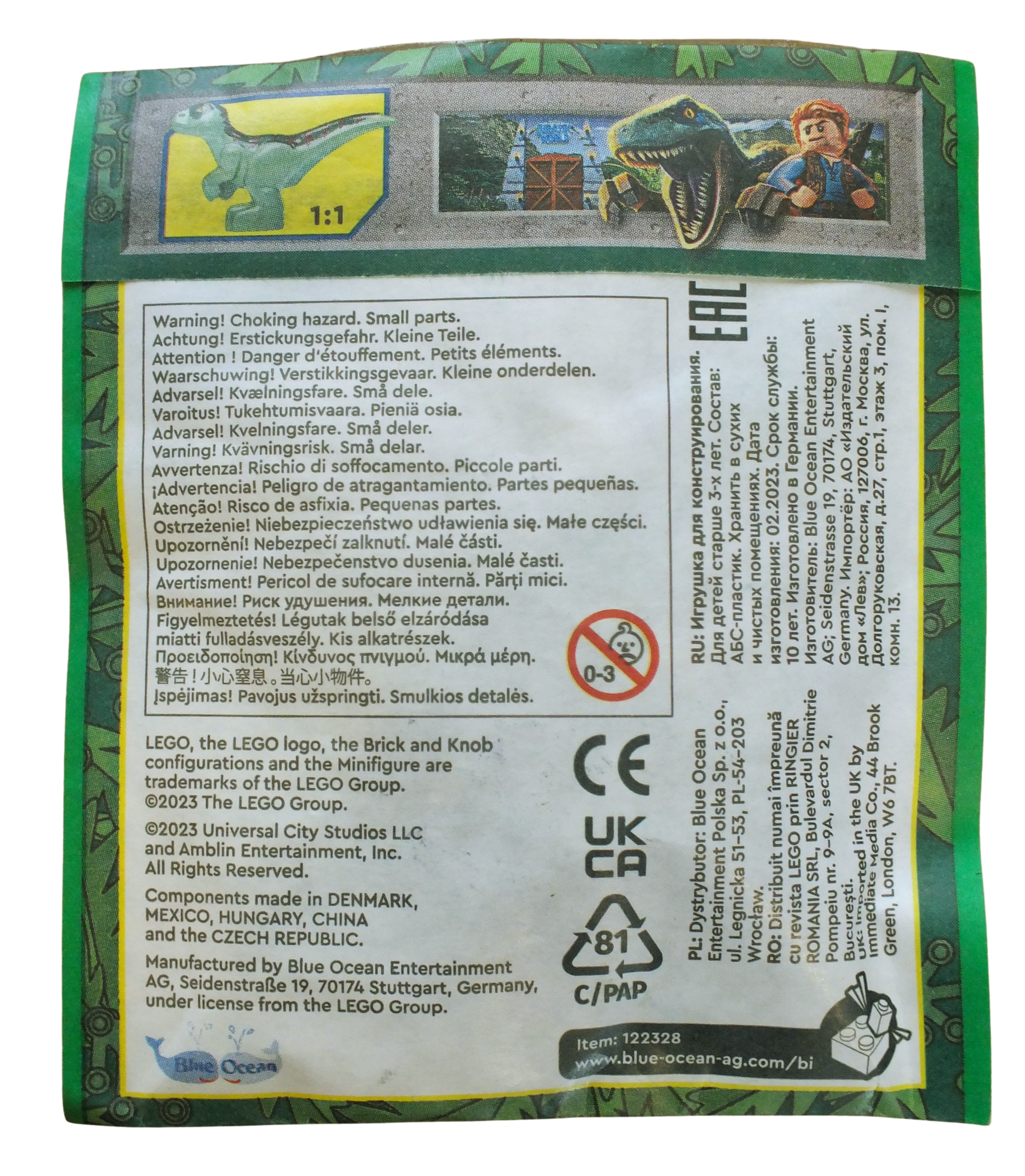 LEGO® Jurassic World Owen with Jet Pack & Raptor Paper Pack 122328 - Bits and Blocks