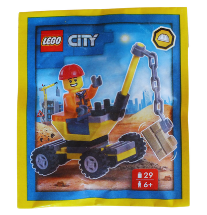 Bits and Blocks LEGO® CITY Builder with Crane paper pack, featuring construction-themed illustrations and colorful design elements.