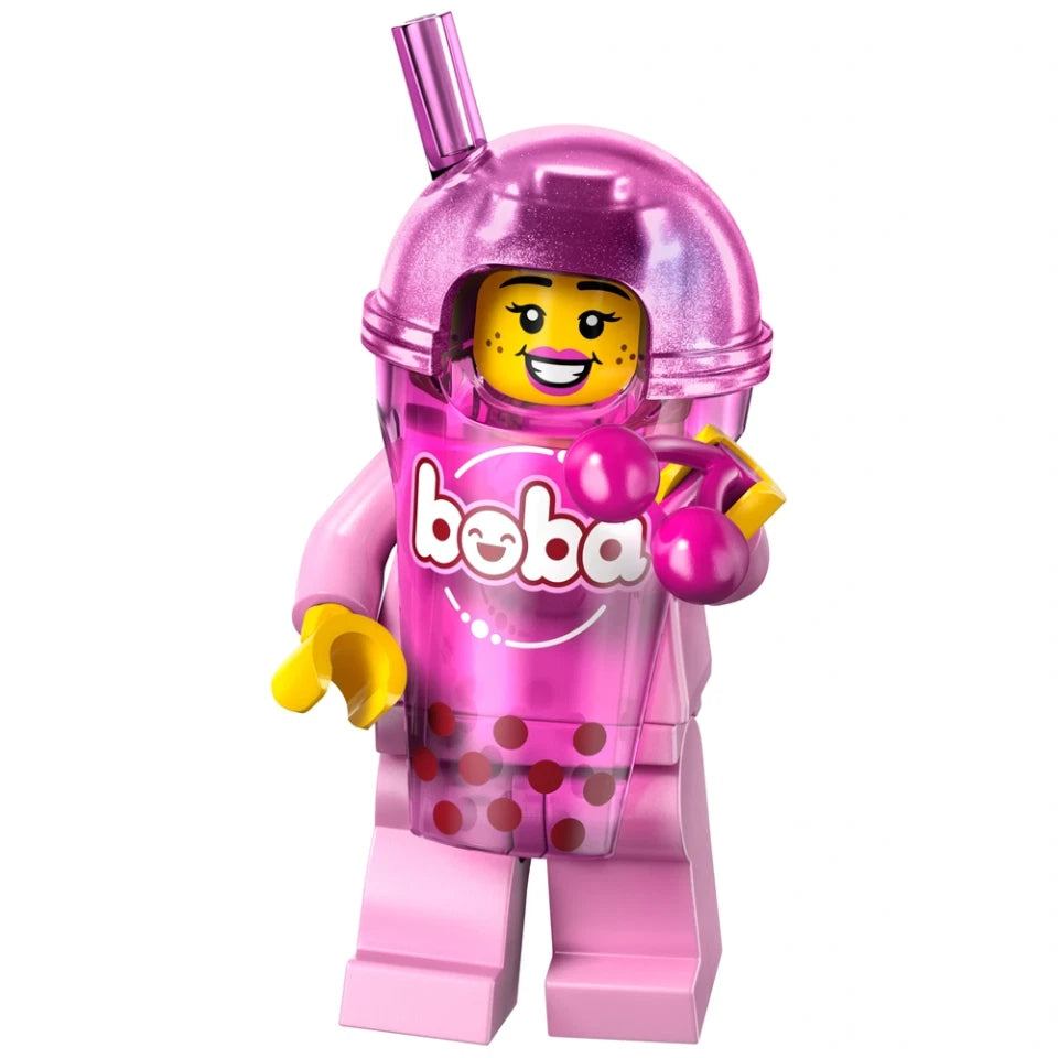 LEGO® Minifigure Series 29 collectible minifigure from Bits and Blocks, holding a bubble tea drink, with detailed costume and accessories.