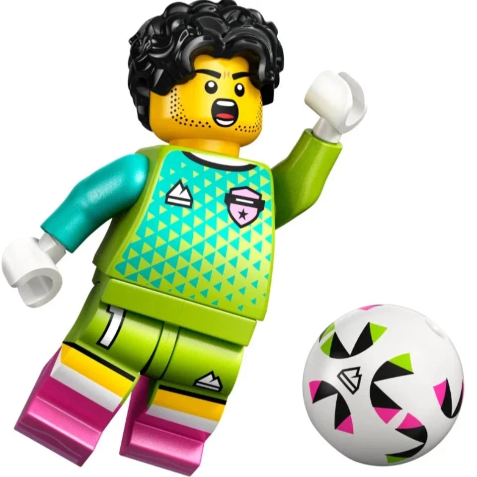 LEGO® Minifigure Series 29 collectable football player minifigure from Bits and Blocks, with a football accessory.