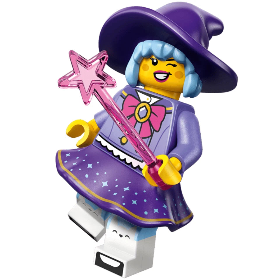 LEGO® Minifigure Series 29 witch collectible minifigure from Bits and Blocks, featuring a pointed hat and magical accessories.